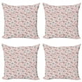 thumbnail image 1 of Floral Throw Pillow Cushion Case Pack of 4, Exotic Colorful Flowers in Repetitive Style on Rose Background with White Stripes, Modern Accent Double-Sided Print, 4 Sizes, Multicolor, by Ambesonne, 1 of 2