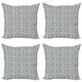 thumbnail image 1 of Ambesonne Floral Throw Pillow Cover 4 Pack, Hand Drawn Lines Curves, 16", Black White, 1 of 2