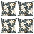 thumbnail image 1 of Ambesonne Floral Throw Pillow Cover 4 Pack, Poinsettia Blossoms Art, 18", White and Caramel, 1 of 5