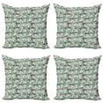 thumbnail image 1 of Ambesonne Floral Throw Pillow Cover 4 Pack, Japanese Sakura Branches, 18", Mint Green Pink, 1 of 5