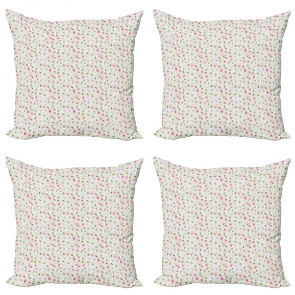 Floral Throw Pillow Cushion Case Pack of 4, Lily of Incas Petals Peruvian Flourish Bloom Spring, Modern Accent Double-Sided Print, 4 Sizes, Multicolor, by Ambesonne
