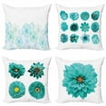 thumbnail image 1 of Ambesonne Floral Throw Pillow Cover 4 Pack, Aquatic Color Palette Flower, 16", White and Turquoise, 1 of 2