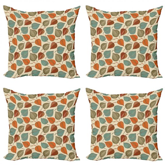 Ambesonne Floral Throw Pillow Cover 4 Pack, Art Nouveau Winter Cherry, 24", Multicolor