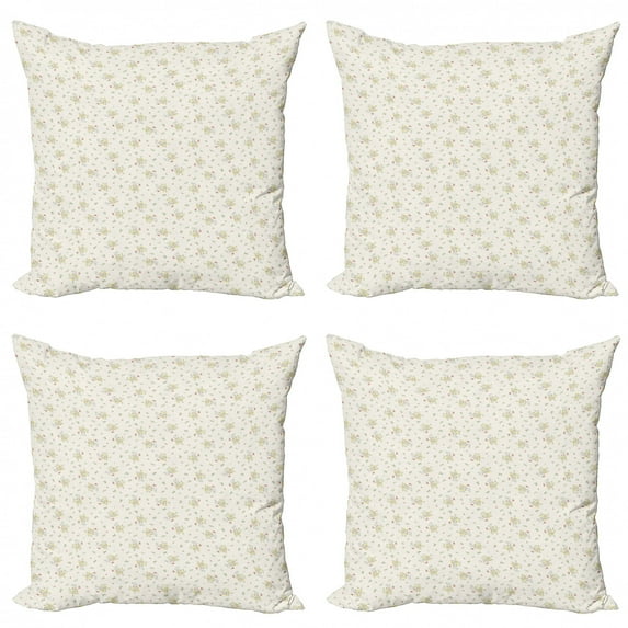 Ambesonne Floral Throw Pillow Cover 4 Pack, Ornamental Spring Bouquets, 20", Multicolor