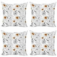 thumbnail image 1 of Ambesonne Floral Throw Pillow Cover 4 Pack, Flower Petals Growth, 20", Pale Blue Orange, 1 of 2