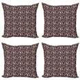 thumbnail image 1 of Ambesonne Floral Throw Pillow Cover 4 Pack, Eastern Europe Folk Motif, 24", Pale Pink Khaki, 1 of 2