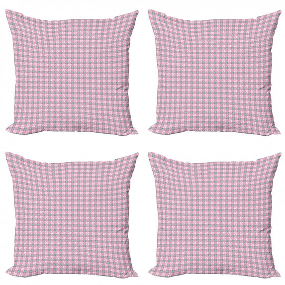 Ambesonne Floral Throw Pillow Cover 4 Pack, Spring Flowers Chain, 16", Pale Pink White Teal