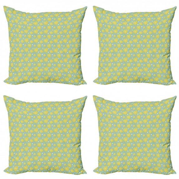 Floral Throw Pillow Cushion Case Pack of 4, Summer Season Dandelion Bouquet Botanical Garden Arrangement, Modern Accent Double-Sided Print, 4 Sizes, Pale Green Off White, by Ambesonne