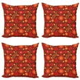 thumbnail image 1 of Ambesonne Floral Throw Pillow Cover 4 Pack, Vivid Botanical Gerbera Art, 18", Dark Green Vermilion, 1 of 2