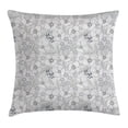 thumbnail image 1 of Floral Throw Pillow Cushion Cover, Abstract Sketchy Hand Drawn Garden Spring Flowers with Grey Backdrop Image, Decorative Square Accent Pillow Case, 20 X 20 Inches, Light Grey and White, by Ambesonne, 1 of 2