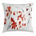 thumbnail image 1 of Floral Throw Pillow Cushion Cover, Autumn Flowers and Leaves Petals Illustration in Watercolors Painting Artwork, Decorative Square Accent Pillow Case, 20 X 20 Inches, Red Purplegrey, by Ambesonne, 1 of 2