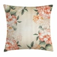 thumbnail image 1 of Floral Throw Pillow Cushion Cover, Blooming Hydrangea Flowers Leaves Bouquet Vintage Style Spring Nature Print, Decorative Square Accent Pillow Case, 24 X 24 Inches, Salmon Reseda Green, by Ambesonne, 1 of 2