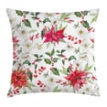 thumbnail image 1 of Floral Throw Pillow Cushion Cover, Christmas Flowers Pattern in Watercolors Buds Branches Natural Spring Artwork, Decorative Square Accent Pillow Case, 16 X 16 Inches, Pink Green White, by Ambesonne, 1 of 2
