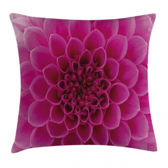 Floral Throw Pillow Cushion Cover, Close-Up Flower Petals Florets Nature Beauty Fragrance Botany Bloom Fresh Picture, Decorative Square Accent Pillow Case, 18 X 18 Inches, Magenta, by Ambesonne