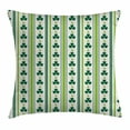 thumbnail image 1 of Floral Throw Pillow Cushion Cover, Clovers Vertical Lines and Dots Irish Traditional Floral Pattern, Decorative Square Accent Pillow Case, 20 X 20 Inches, Lime Green Dark Green White, by Ambesonne, 1 of 2