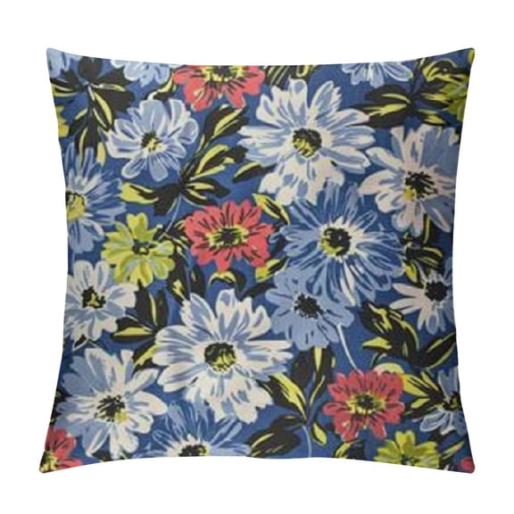 Floral Throw Pillow Cushion Cover, Corsage Daisy Jasmine Petals Fragrance Botanical Beauty Pastel Nature Design, Decorative Square Accent Pillow Case Violet Blue Yellow