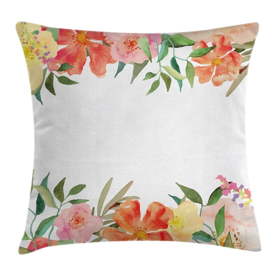 Floral Throw Pillow Cushion Cover, Flower Petals Soft Pastel Toned Bouquet Blooms Shabby Chic Elegance Feminine Motif, Decorative Square Accent Pillow Case, 16 X 16 Inches, Multicolor, by Ambesonne