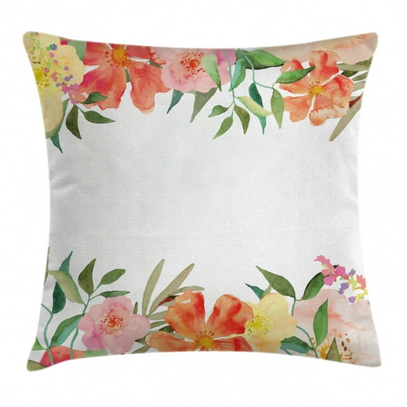 Floral Throw Pillow Cushion Cover, Flower Petals Soft Pastel Toned Bouquet Blooms Shabby Chic Elegance Feminine Motif, Decorative Square Accent Pillow Case, 20 X 20 Inches, Multicolor, by Ambesonne