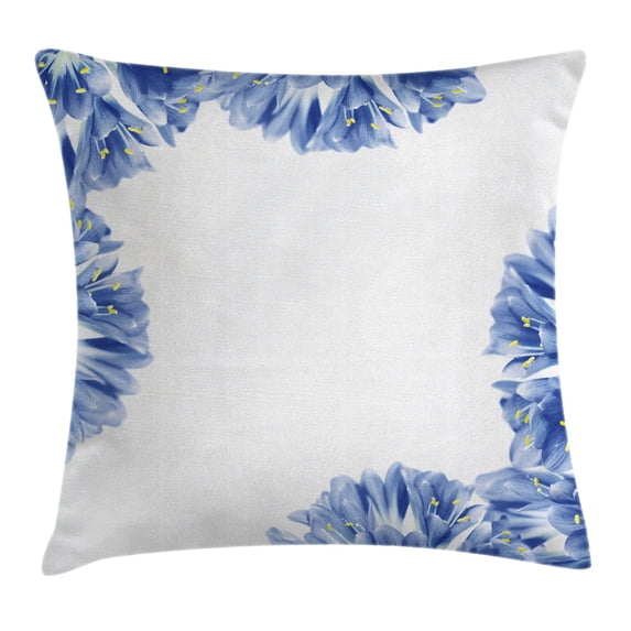 Floral Throw Pillow Cushion Cover, Fresh Delicate Crocus Petals Border Springtime Gardening Plants, Decorative Square Accent Pillow Case, 18 X 18 Inches, Violet Blue Light Green White, by Ambesonne