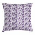 thumbnail image 1 of Floral Throw Pillow Cushion Cover, Graphic Abstract Gardening Theme with Stylized Petals and Curves, Decorative Square Accent Pillow Case, 20 X 20 Inches, White Purple and Purple Grey, by Ambesonne, 1 of 2