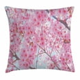 thumbnail image 1 of Floral Throw Pillow Cushion Cover, Japanese Sakura Florets Essence Nature Beauty Blossoms Refreshing Summer Picture, Decorative Square Accent Pillow Case, 24 X 24 Inches, Baby Pink, by Ambesonne, 1 of 2