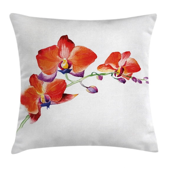 Floral Throw Pillow Cushion Cover, Orchid Flower Branch with Bright Color Petals Blossom Botany Wild Blooms Picture, Decorative Square Accent Pillow Case, 20 X 20 Inches, Scarlet Purple, by Ambesonne