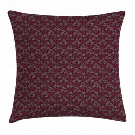 Floral Throw Pillow Cushion Cover, Ornamental Royal Victorian Garden Leaves with Little Blossoms, Decorative Square Accent Pillow Case, 24 X 24 Inches, Dark Brown Magenta and Mauve, by Ambesonne