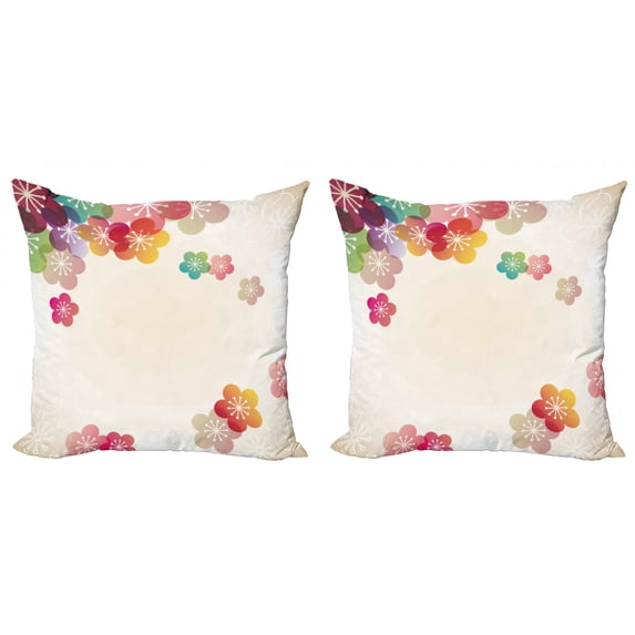 Ambesonne Cartoon Throw Pillow Cover 2 Pack, Abstract Japanese Art, 24", Multicolor