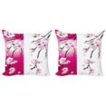 thumbnail image 1 of Ambesonne Floral Throw Pillow Cover 2 Pack, Apricot Flowers Blooms, 16", Pink Black White, 1 of 2
