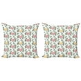 thumbnail image 1 of Floral Throw Pillow Cushion Cover Pack of 2, Artwork of Leafy Flourishes on a Plain Background, Zippered Double-Side Digital Print, 4 Sizes, Multicolor, by Ambesonne, 1 of 2