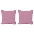 thumbnail image 1 of Ambesonne Floral Throw Pillow Cover 2 Pack, Big Grey Flowers Petals, 16", Pink and Grey, 1 of 2
