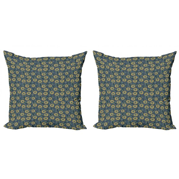 Ambesonne Floral Throw Pillow Cover 2 Pack, Fresh Green Foliage Leaves, 18", Multicolor