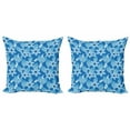 thumbnail image 1 of Ambesonne Floral Throw Pillow Cover 2 Pack, Top View Flower Petals Scene, 16", Azure Blue Pale Blue, 1 of 2