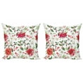 thumbnail image 1 of Ambesonne Floral Throw Pillow Cover 2 Pack, Christmas Flowers Buds, 20", Pink Green White, 1 of 2