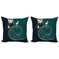 thumbnail image 1 of Ambesonne Floral Throw Pillow Cover 2 Pack, Swirled Flower Petals, 20", Petrol Blue Dark Blue, 1 of 2