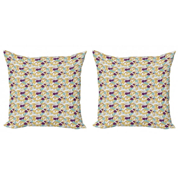 Ambesonne Floral Throw Pillow Cover 2 Pack, Colorful Fruits and Leaves, 18", Multicolor