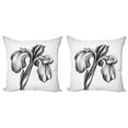 thumbnail image 1 of Floral Throw Pillow Cushion Cover Pack of 2, Dotwork Style Hand Drawn Lily Blooms Dramatic Vintage Botany Garden Pattern, Zippered Double-Side Digital Print, 4 Sizes, Black and White, by Ambesonne, 1 of 2