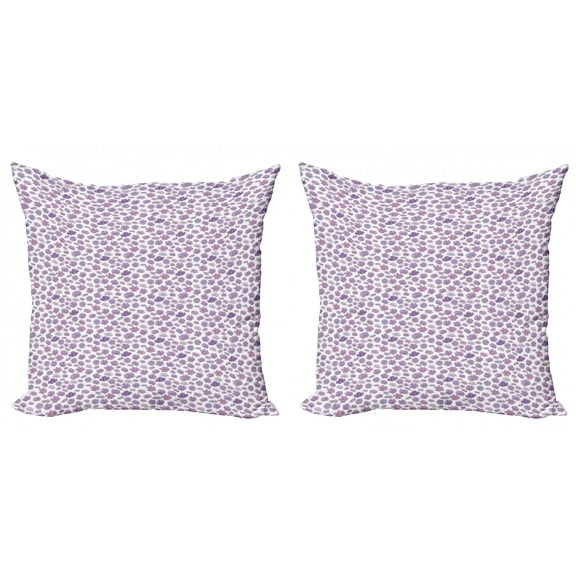 Floral Throw Pillow Cushion Cover Pack of 2, Feminine Cartoonish Pattern with Petals, Zippered Double-Side Digital Print, 4 Sizes, Lavender Lavender Blue, by Ambesonne