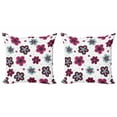 thumbnail image 1 of Ambesonne Floral Throw Pillow Cover 2 Pack, Florets Buds Print Hippie, 16", Pale Blue Magenta and Grey, 1 of 2