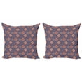 thumbnail image 1 of Floral Throw Pillow Cushion Cover Pack of 2, Flower Scroll Pattern with Swirled Branches Leaves and Blossoms Persian, Zippered Double-Side Digital Print, 4 Sizes, Cadet Blue Orange Cream, by Ambesonne, 1 of 2