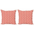 thumbnail image 1 of Floral Throw Pillow Cushion Cover Pack of 2, Flowers and Leaves Motifs in Repeat with Geometric Petals Inside, Zippered Double-Side Digital Print, 4 Sizes, White and Vermilion, by Ambesonne, 1 of 2