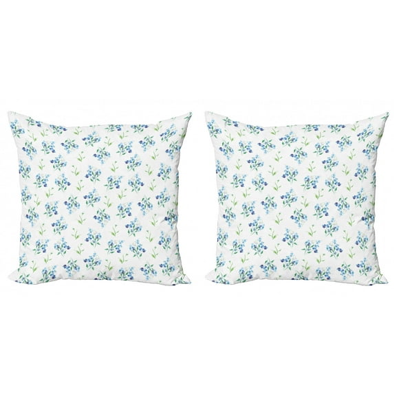Ambesonne Floral Throw Pillow Cover 2 Pack, Flowers Forget Me Nots Art, 18", Pale Sky Blue Multicolor