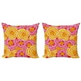 thumbnail image 1 of Ambesonne Floral Throw Pillow Cover 2 Pack, Funky Vibrant Flowers, 24", Yellow Pink Orange, 1 of 2
