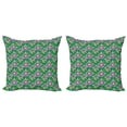 thumbnail image 1 of Floral Throw Pillow Cushion Cover Pack of 2, Hand Drawing Fruits and Leaves Lemons, Zippered Double-Side Digital Print, 4 Sizes, Fern Green Tan Violet, by Ambesonne, 1 of 2