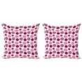 thumbnail image 1 of Floral Throw Pillow Cushion Cover Pack of 2, Hand Drawn Flower Sketches over Colorful Dots Art, Zippered Double-Side Digital Print, 4 Sizes, Magenta Multicolor, by Ambesonne, 1 of 2