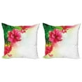 thumbnail image 1 of Ambesonne Floral Throw Pillow Cover 2 Pack, Fragrance Blossoms Garden, 24", Hot Pink Fern Green, 1 of 2