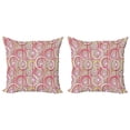 thumbnail image 1 of Ambesonne Floral Throw Pillow Cover 2 Pack, Modern Retro Mix Sketch, 24", Tan Purple Hot Pink, 1 of 2