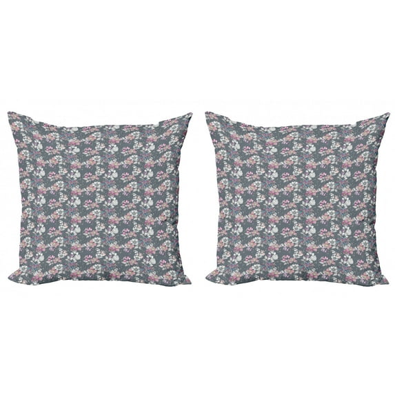 Ambesonne Floral Throw Pillow Cover 2 Pack, Ornamental Fuzzy Dahlia, 20", Multicolor