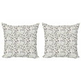 thumbnail image 1 of Floral Throw Pillow Cushion Cover Pack of 2, Pattern with Delicate Curvy Stems Leaves Blossoming Buds and Ladybirds, Zippered Double-Side Digital Print, 4 Sizes, Multicolor, by Ambesonne, 1 of 2