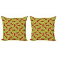 thumbnail image 1 of Floral Throw Pillow Cushion Cover Pack of 2, Repeated Poppy Flowers Vibrant Spring Meadow, Zippered Double-Side Digital Print, 4 Sizes, Apple Green Dark Pink, by Ambesonne, 1 of 2
